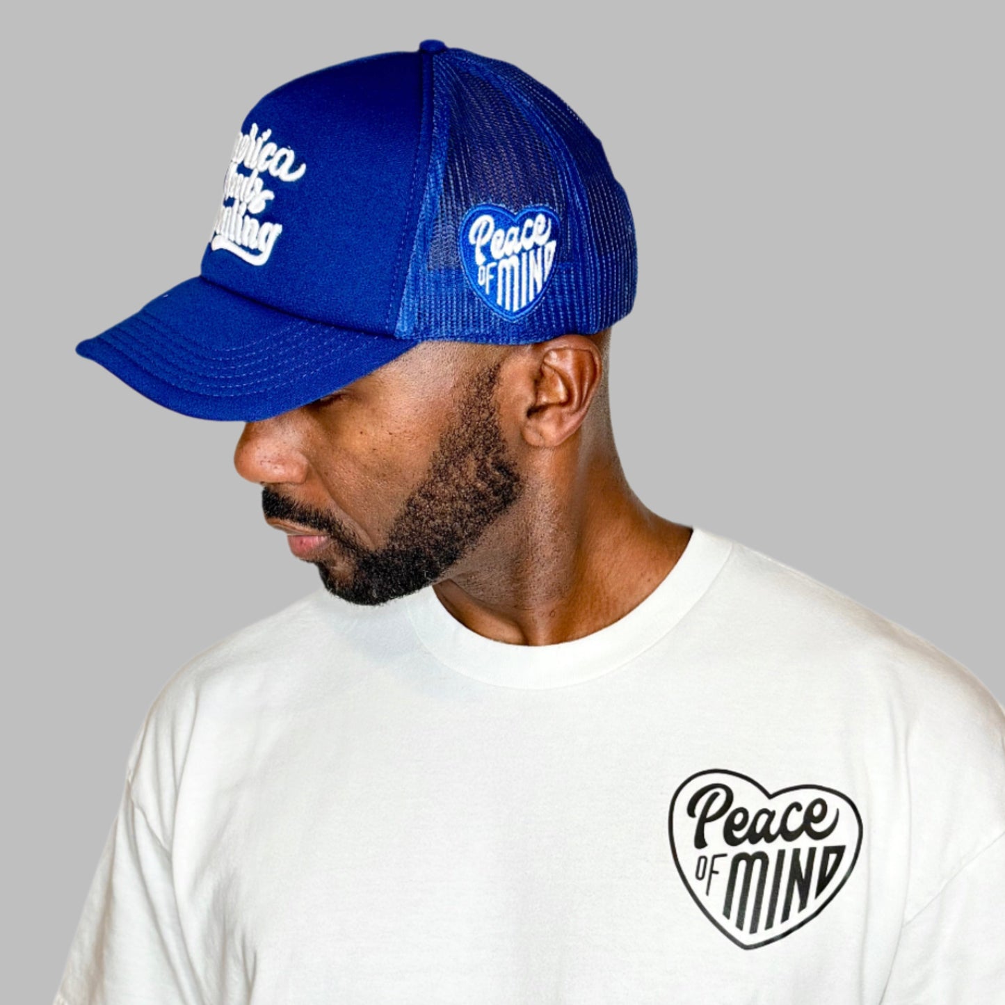 America Needs Healing Trucker Hat Liberty Blue