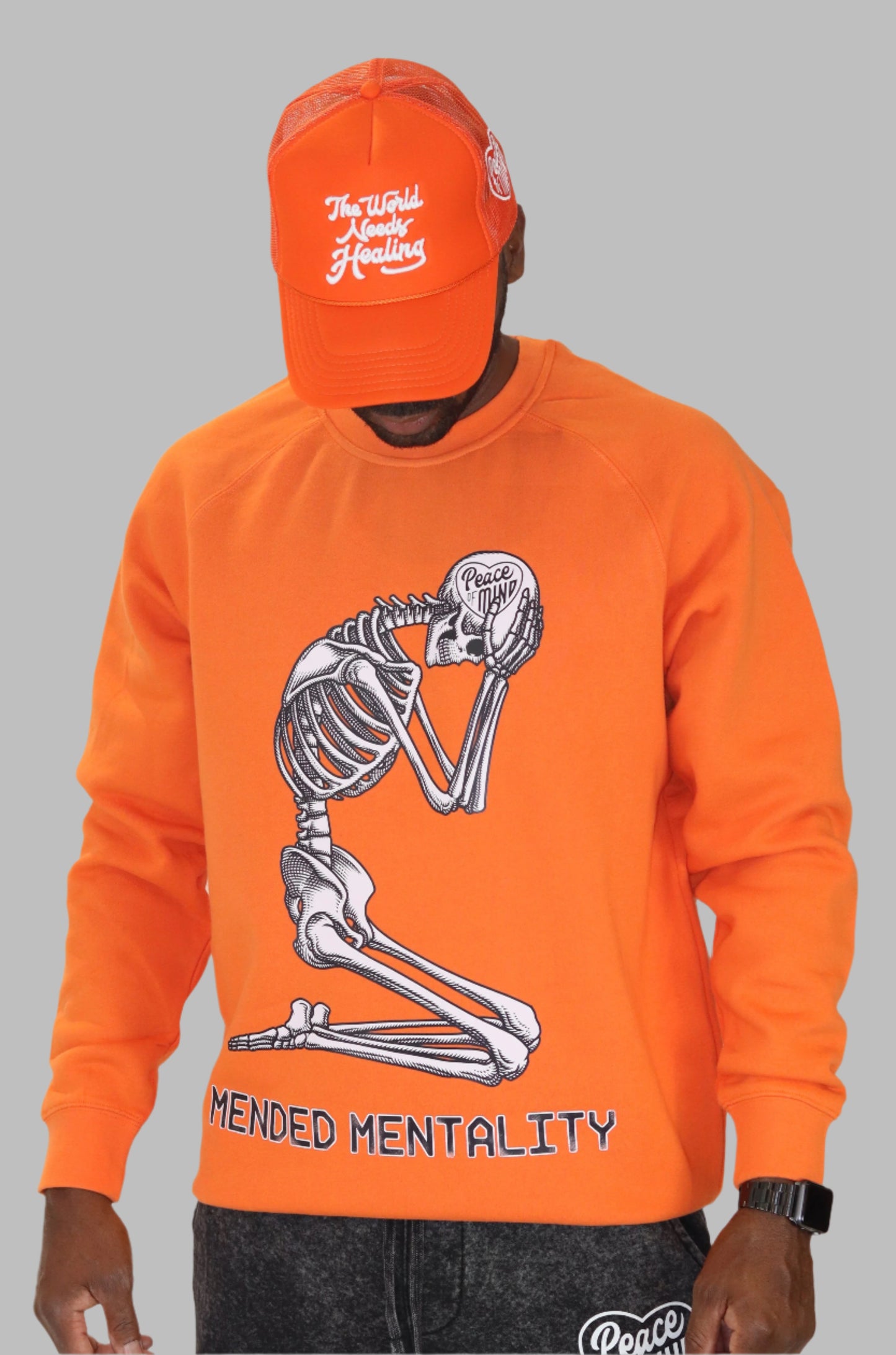 Mended Mentality Crewneck Orange